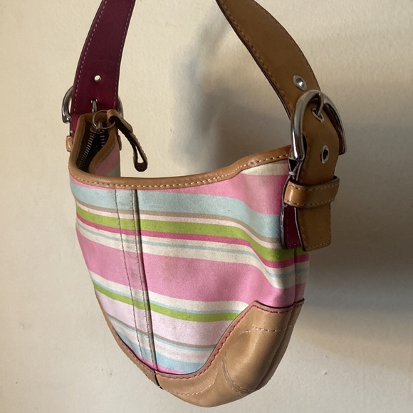 ❌SOLD❌Vintage Y2K Coach Striped Pink and Tan Women's Bag - Picture 2 of 5